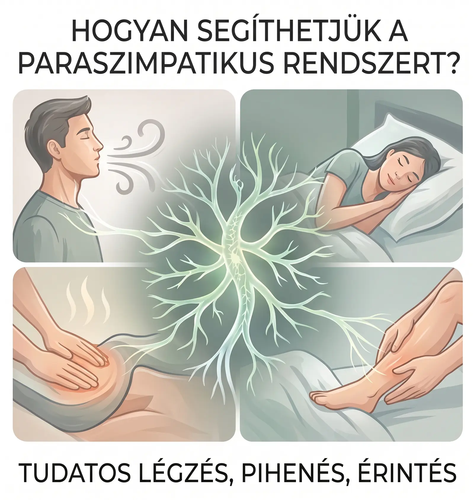 Tudatos légzés, pihenés, érintés